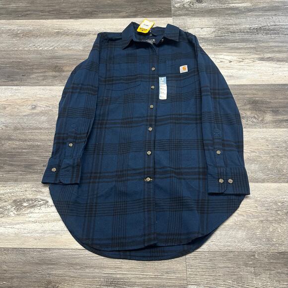 Carhartt Rugged Flex Flannel NEW Plaid Women S Relaxed Fit Midweight Tunic Shirt - Picture 1 of 8